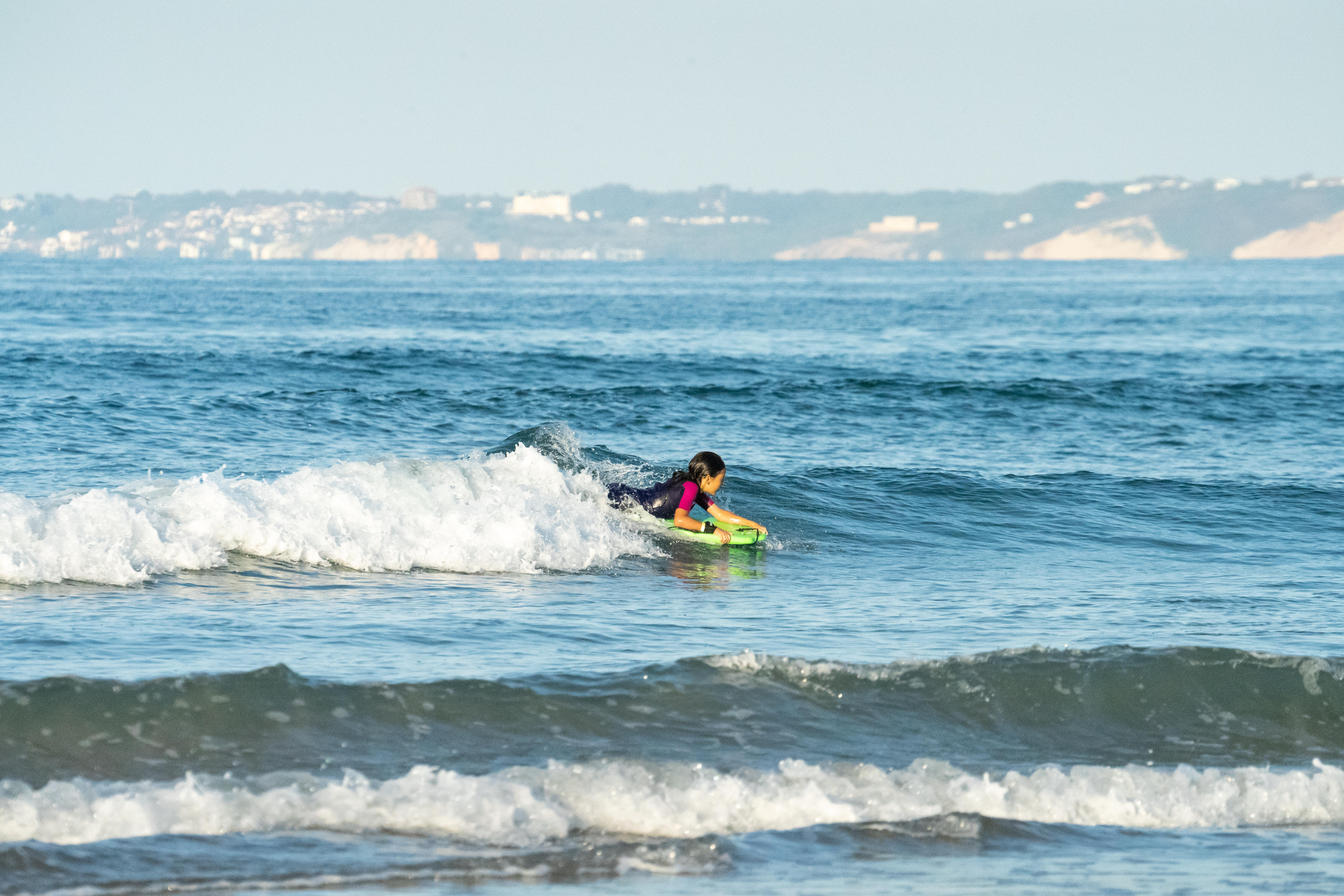 35" Entry-level 100 Technical Bodyboard with leash for 6-12 year-olds - Kids - OLAIAN