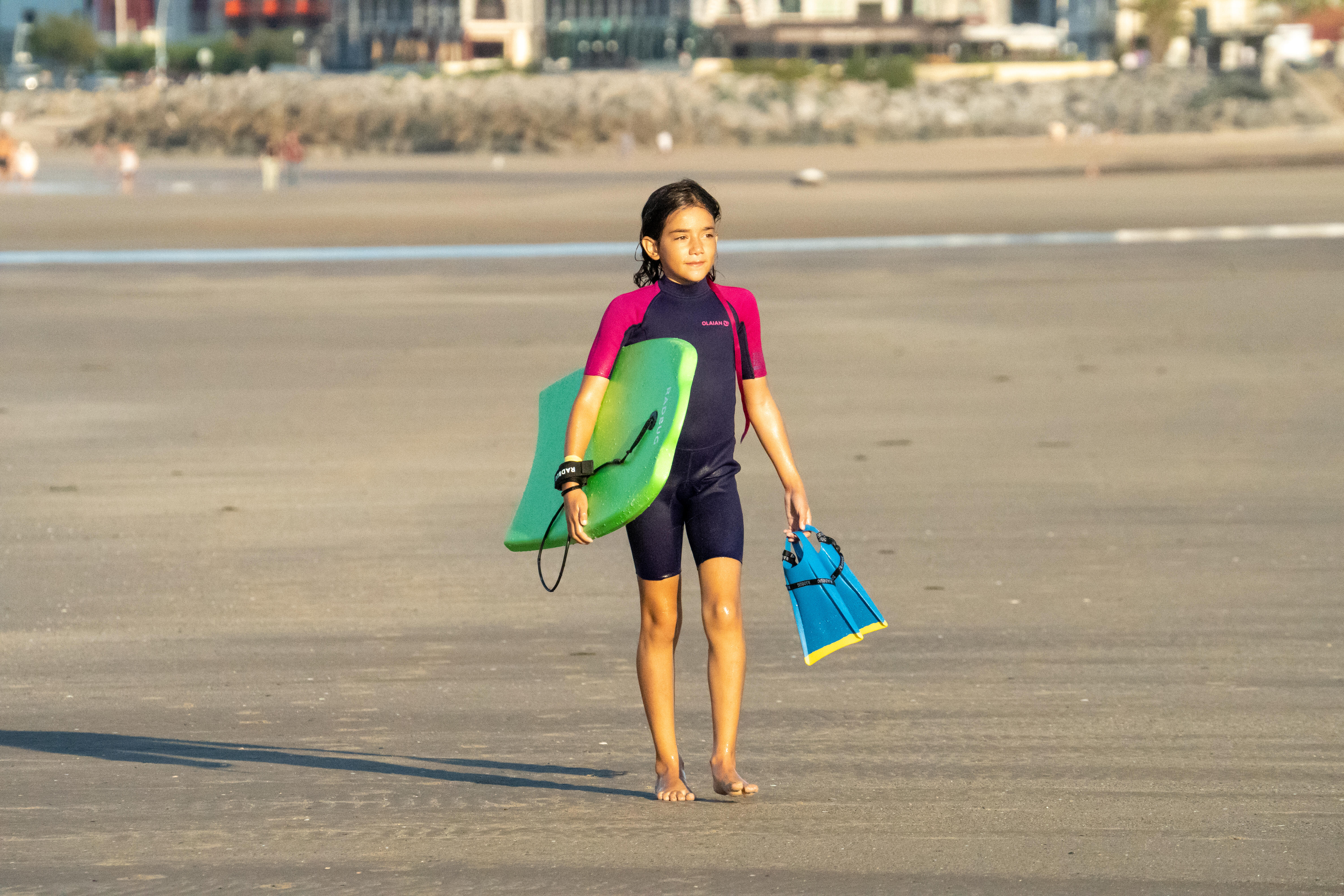 35" Entry-level 100 Technical Bodyboard with leash for 6-12 year-olds - Kids - OLAIAN