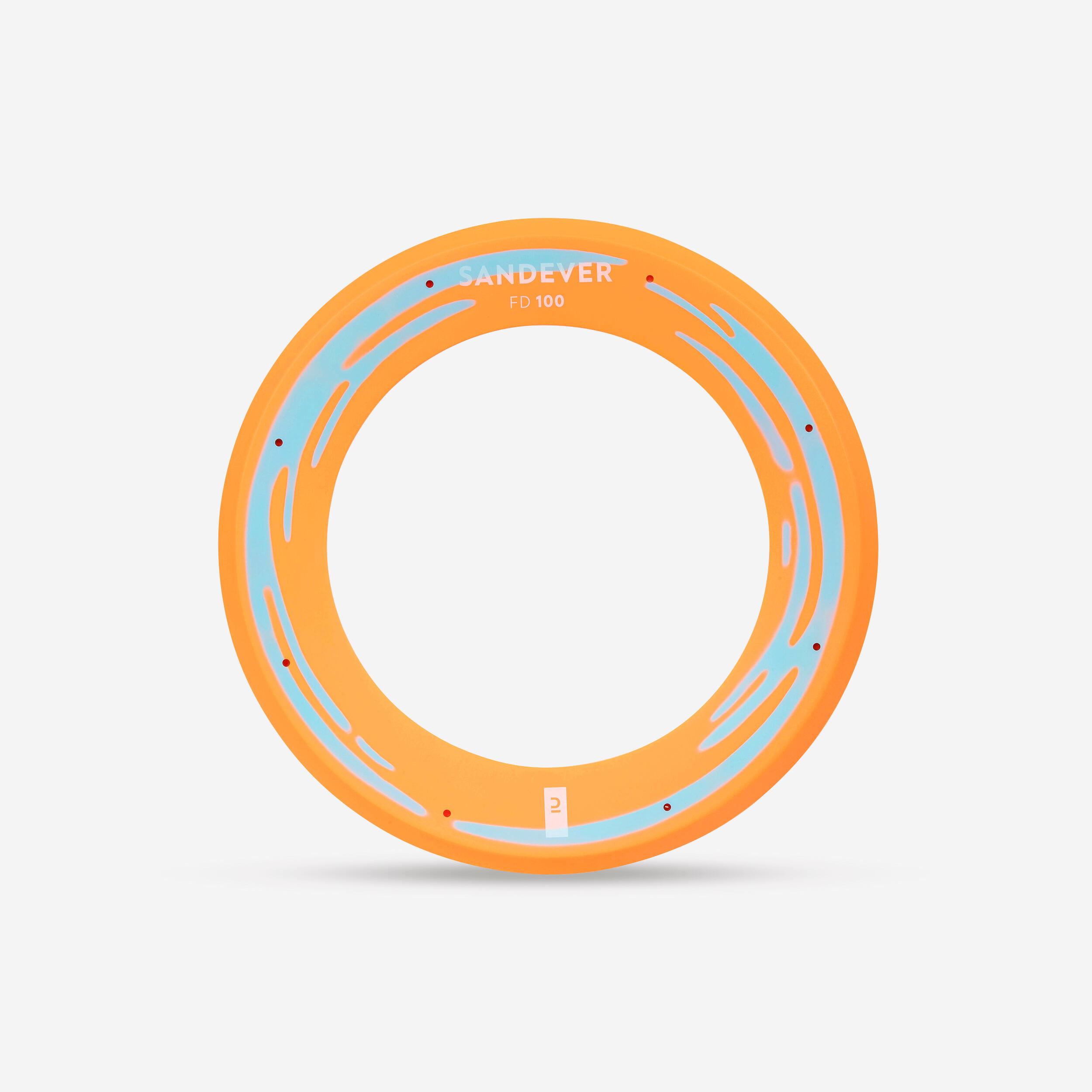 A soft orange disc for long-distance throws. 1/6