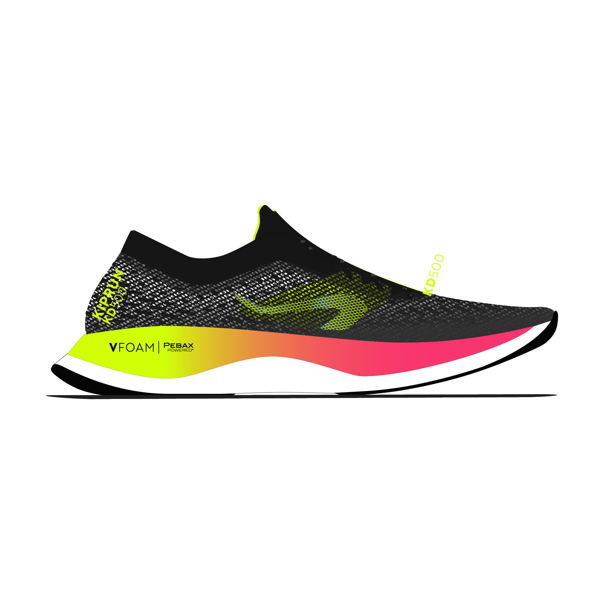 Scarpe running uomo KD 500 2 nero-rosa-giallo 10/10