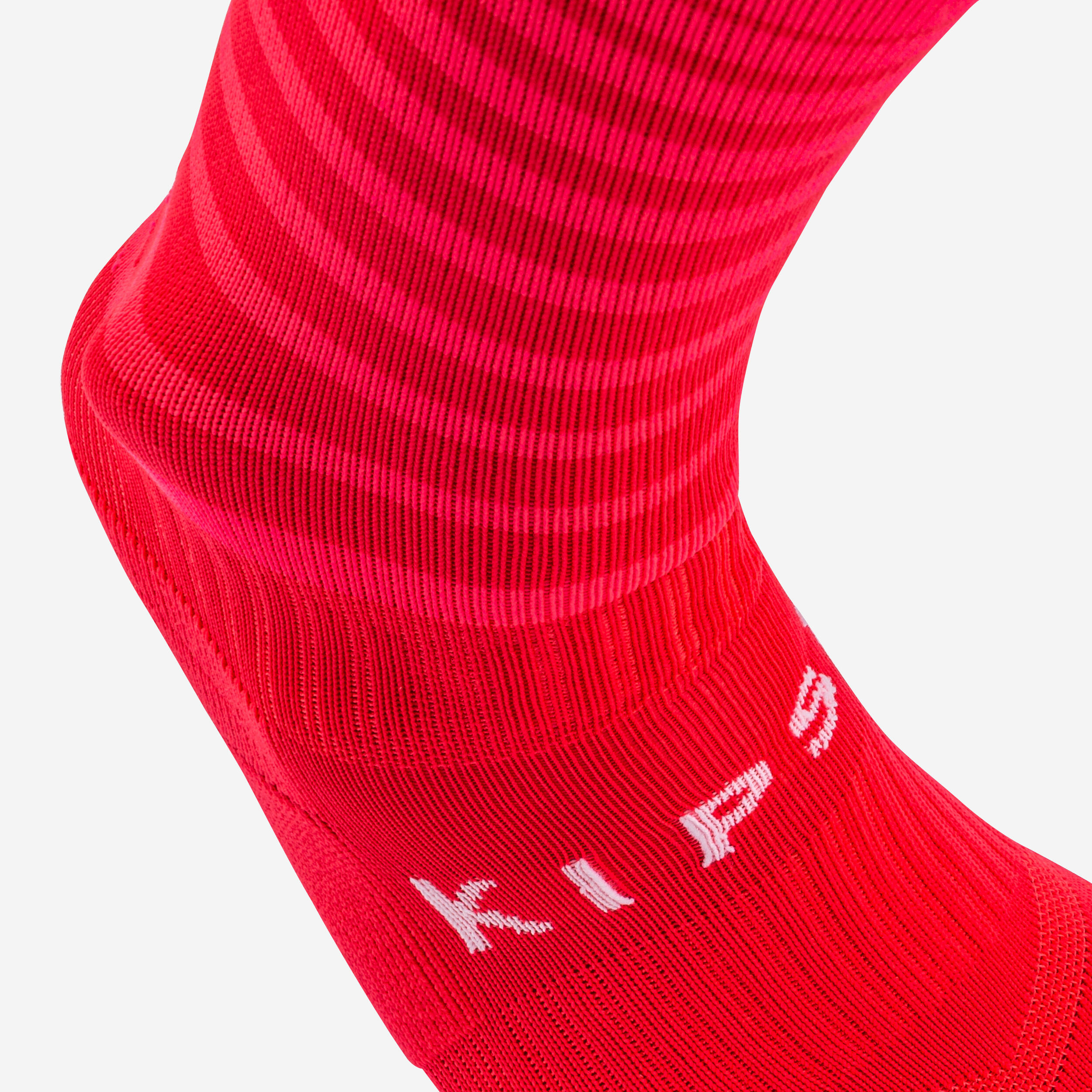 Kids' breathable striped football socks, pink 4/10