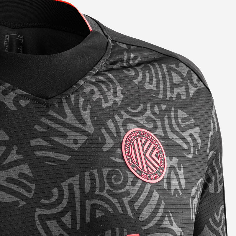 VOETBALSHIRT MET KORTE MOUWEN VIRALTO II ZWART GRIJS ROZE