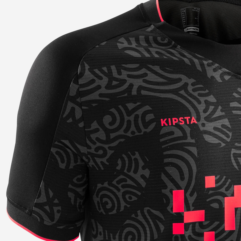 Crno-sivo-roze majica kratkih rukava za fudbal VIRALTO CLUB