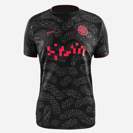 Short-Sleeved Football Shirt Viralto II - Black/Grey/Pink