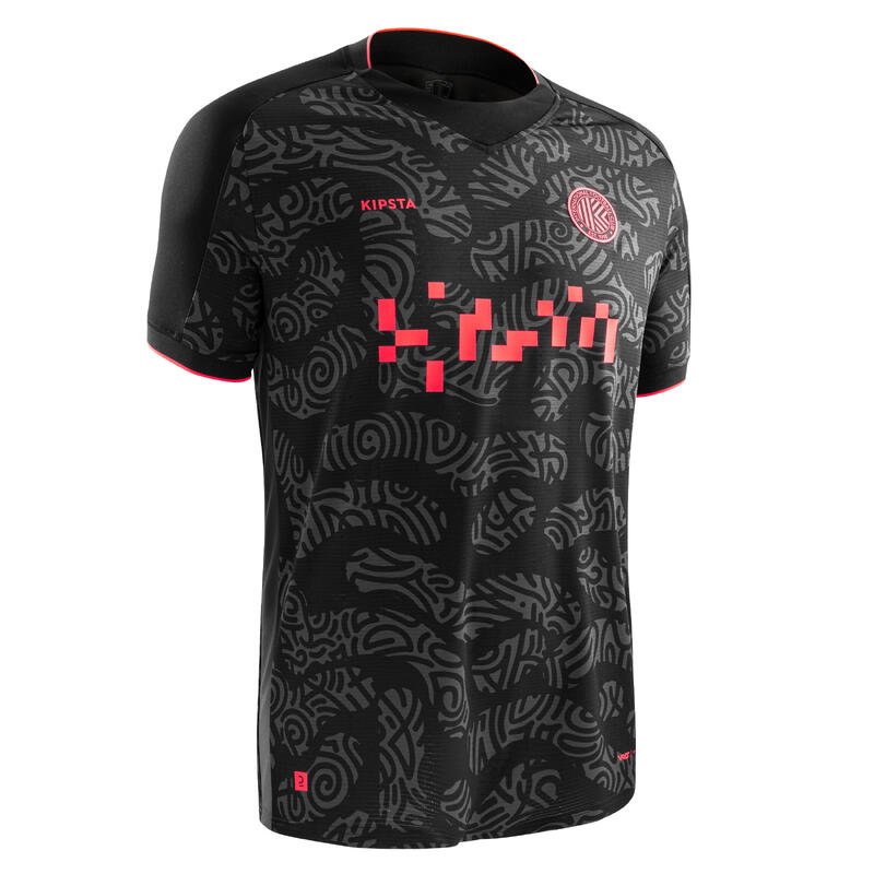 Tricou Fotbal VIRALTO II Negru-Gri-Roz Adulți 