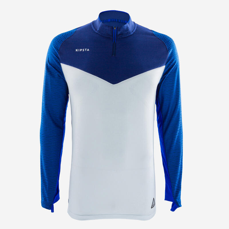 Camisola de Futebol 1/2 Fecho CLR Azul e Cinzento