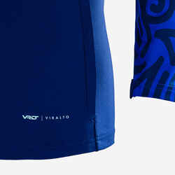 Μακρυμάνικη φανέλα ποδοσφαίρου με μισό φερμουάρ Viralto Letters -Μπλε μαρέν/Μπλε