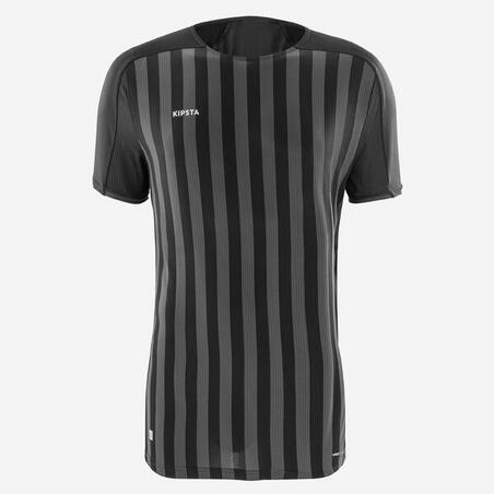 Футболка чоловіча Viralto для футболу чорна з сірими полосками
