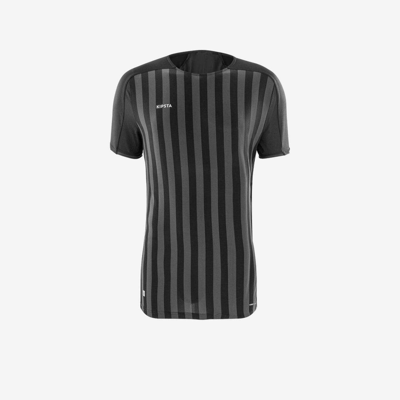 Kids' Short-Sleeved Football Shirt Viralto Solo Classic - Black / Grey Stripes