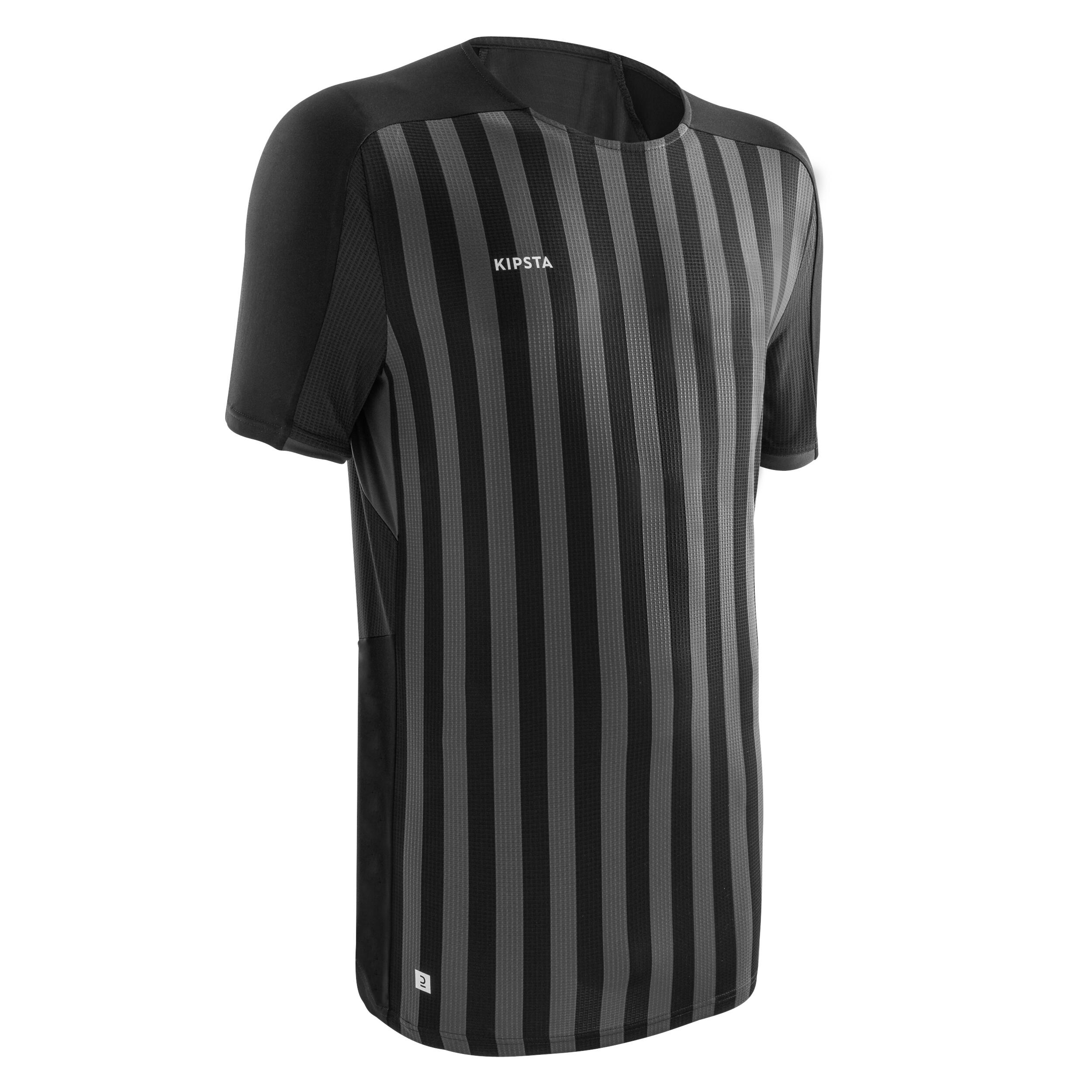 Men Football Jersey Shirt Viralto- - Black with Grey Stripes - XL By KIPSTA | Decathlon