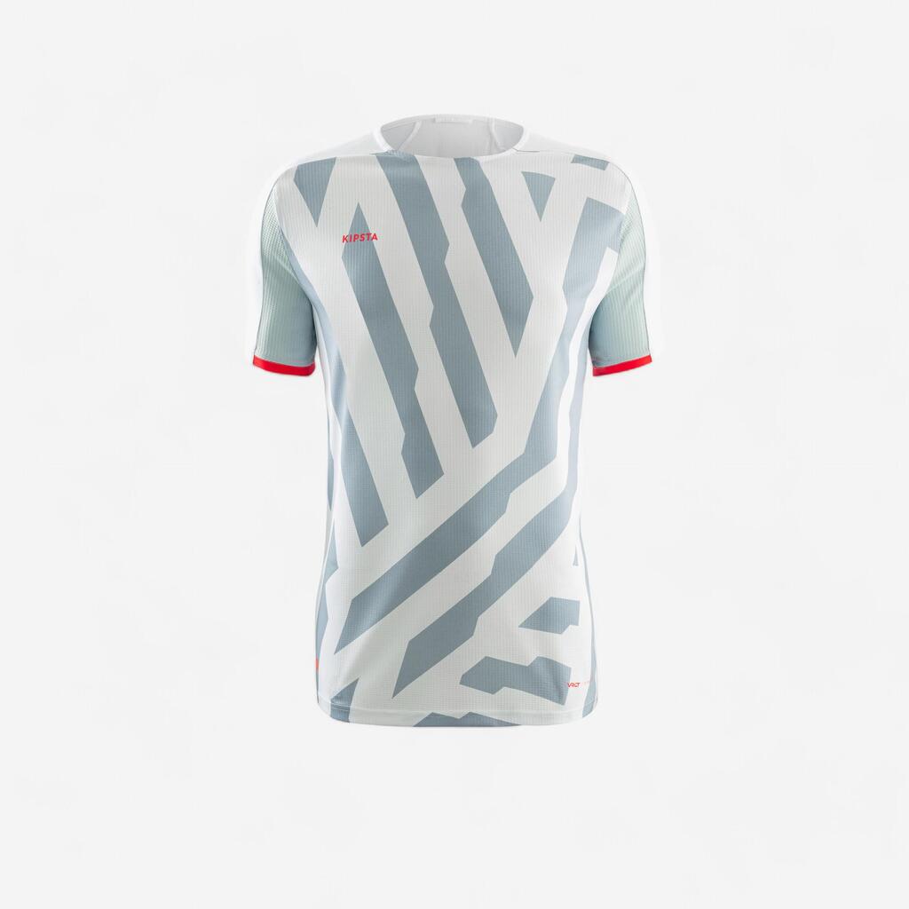 MAILLOT DE FOOTBALL ADULTE MANCHES COURTES VIRALTO AQUA BLANC, GRIS & MARINE