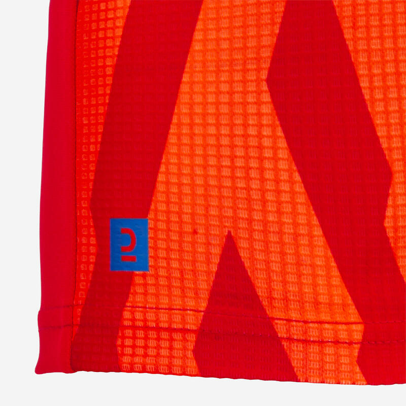 Kinder Fussball Trikot langarm - Viralto Aqua orange/rot