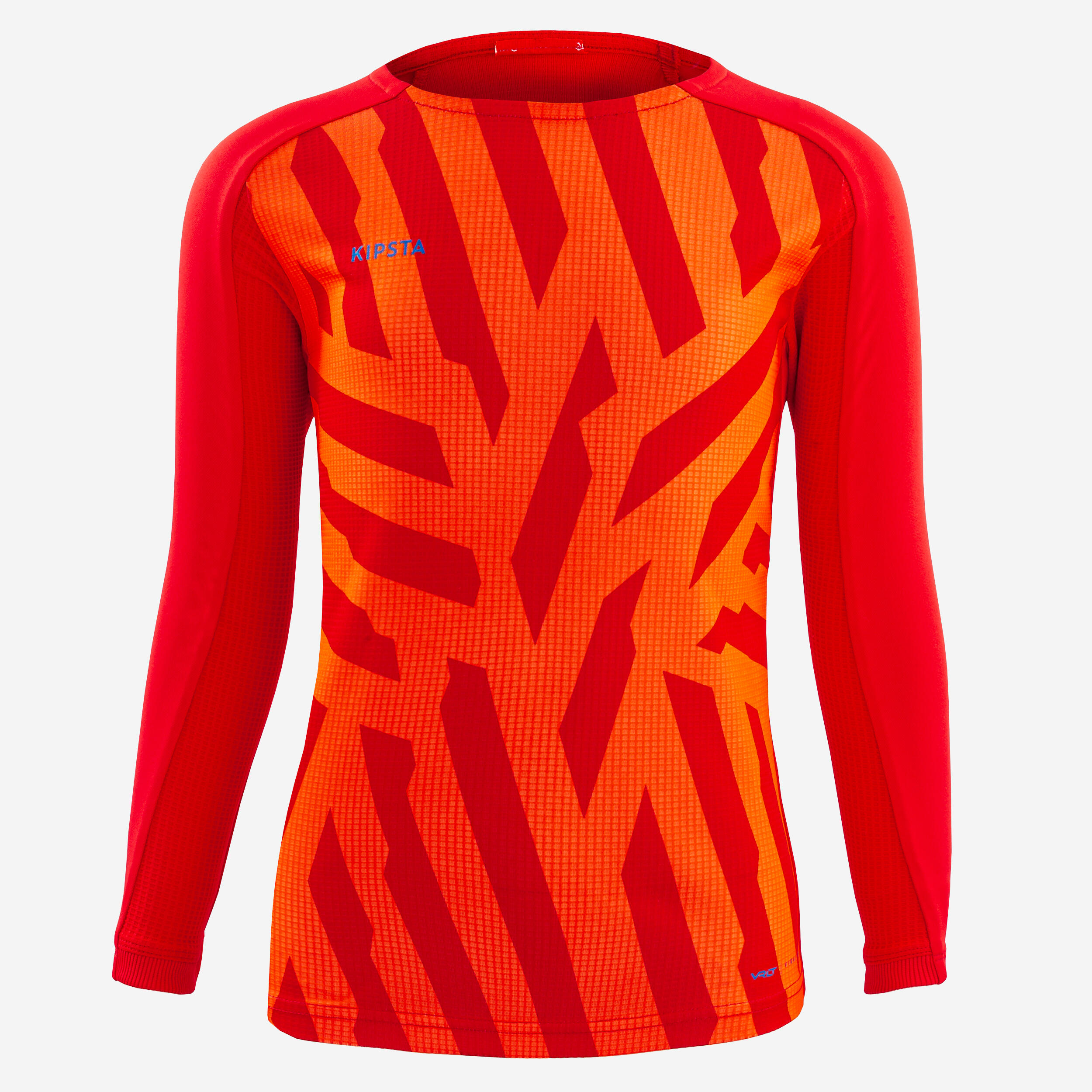 KIPSTA Kids' Long-Sleeved Football Shirt Viralto Aqua - Orange & Red