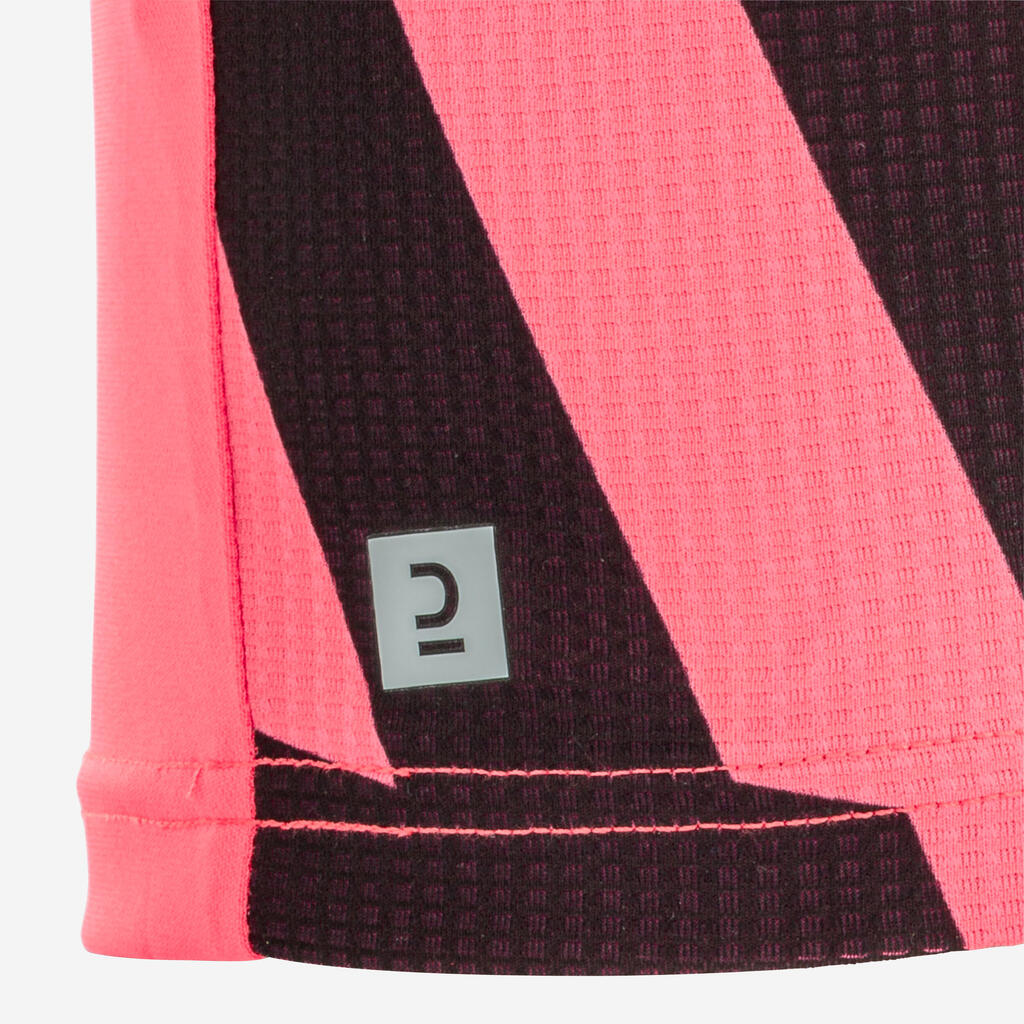 Detský futbalový dres Aqua s krátkym rukávom modro-ružový