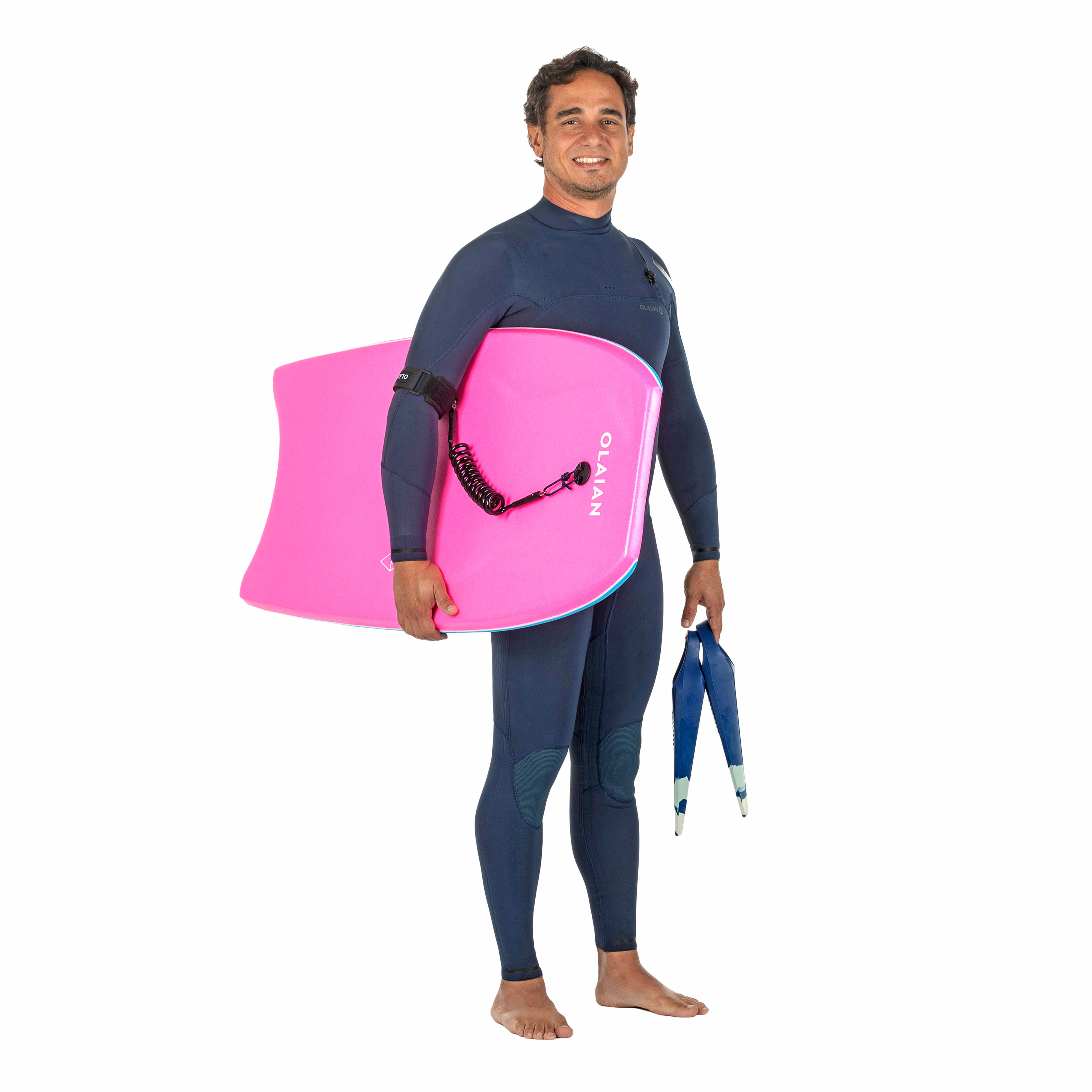 Bodyboard 500 rosa bianco con leash