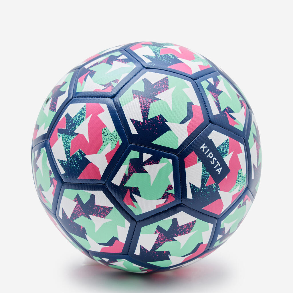 Detská futbalová lopta Light Learning Ball veľkosť 4 modro-zeleno-fialová