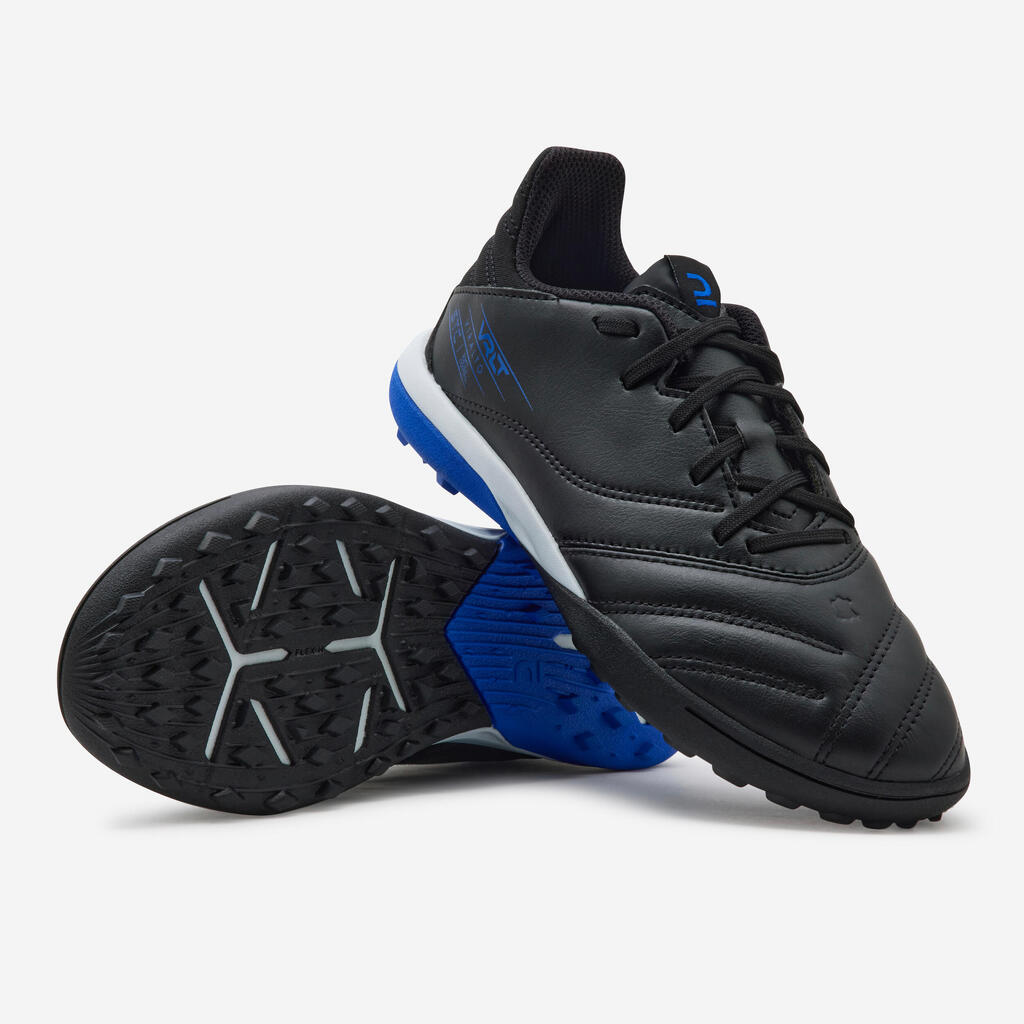 CHAUSSURES DE FOOTBALL ENFANT EN CUIR ET A LACETS VIRALTO II TURF TF NOIR ECLAIR