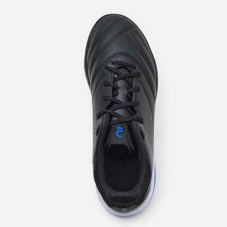 Παιδικά δερμάτινα παπούτσια ποδοσφ. με κορδόνια Viralto II Turf - Μαύρο/Κεραυνός