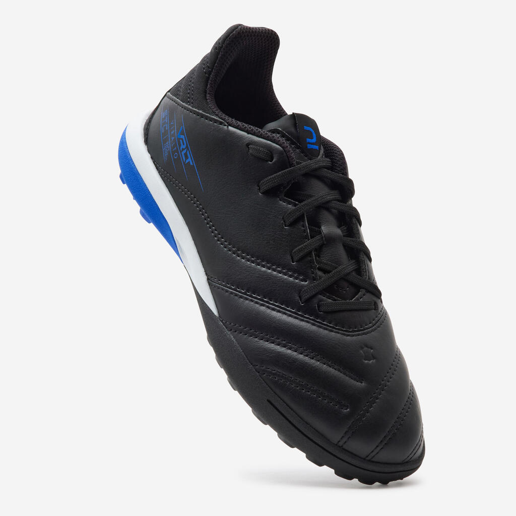 CHAUSSURES DE FOOTBALL ENFANT EN CUIR ET A LACETS VIRALTO II TURF TF NOIR ECLAIR