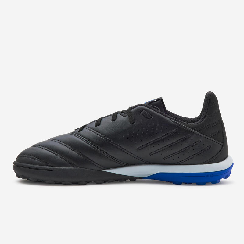 CHAUSSURES DE FOOTBALL ENFANT EN CUIR ET A LACETS VIRALTO II TURF TF NOIR ECLAIR