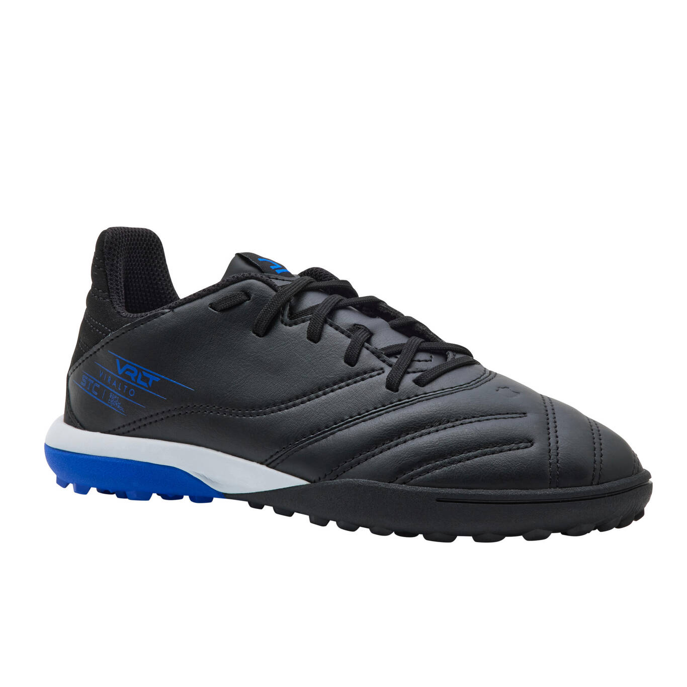 Kids' Lace-Up Leather Football Boots Viralto II Turf - Black/Lightning