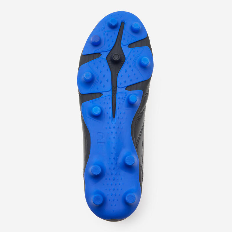 Kids' LaceUp Leather Football Boots Viralto II FG Black/Lightning