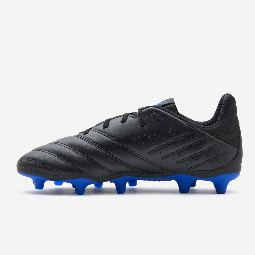 CHAUSSURES DE FOOTBALL ENFANT EN CUIR ET A LACETS VIRALTO II FG NOIR ECLAIR