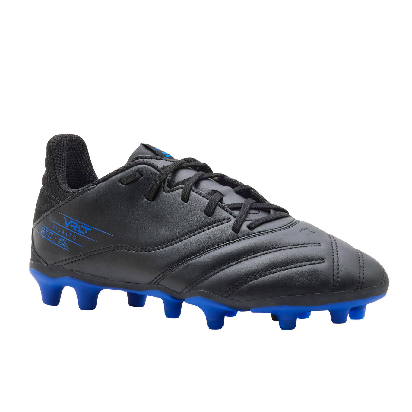 Kids' Lace-Up Leather Football Boots Viralto II FG - Black/Lightning