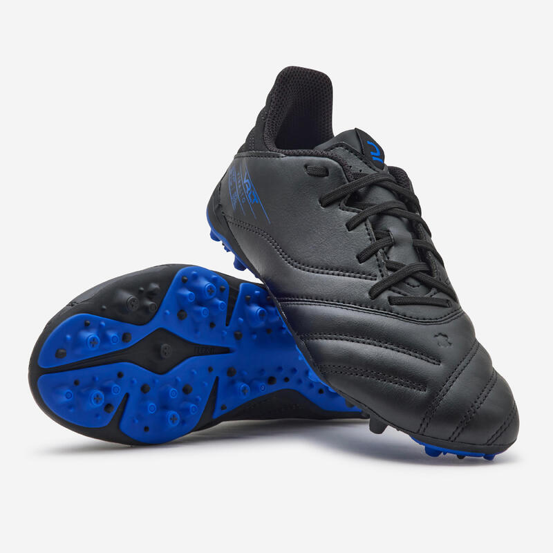 VOETBALSCHOENEN VOOR KINDEREN VIRALTO II LEER MG/AG MET VETERS ZWART/BLAUW