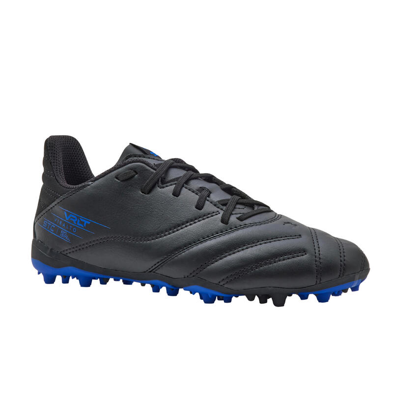 CHAUSSURES DE FOOTBALL ENFANT EN CUIR ET A LACETS VIRALTO II MG/AG NOIR ECLAIR