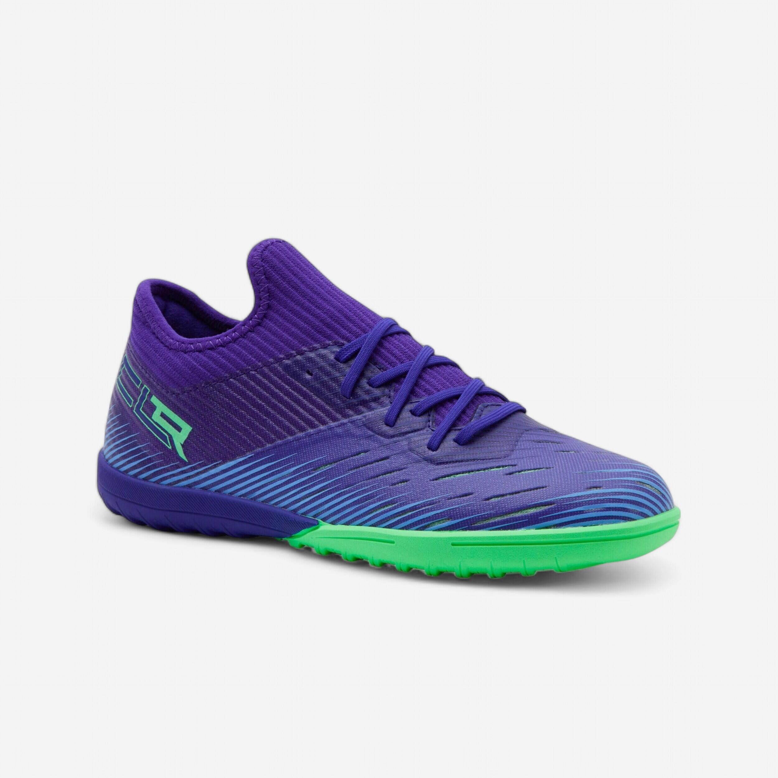 Kipsta - Chaussures De Football Enfant A Lacets Clr Turf Tf Alpha - Chaussures De Football - Football / Futsal / Sepak - Vert-violet - 37 - Decathlon