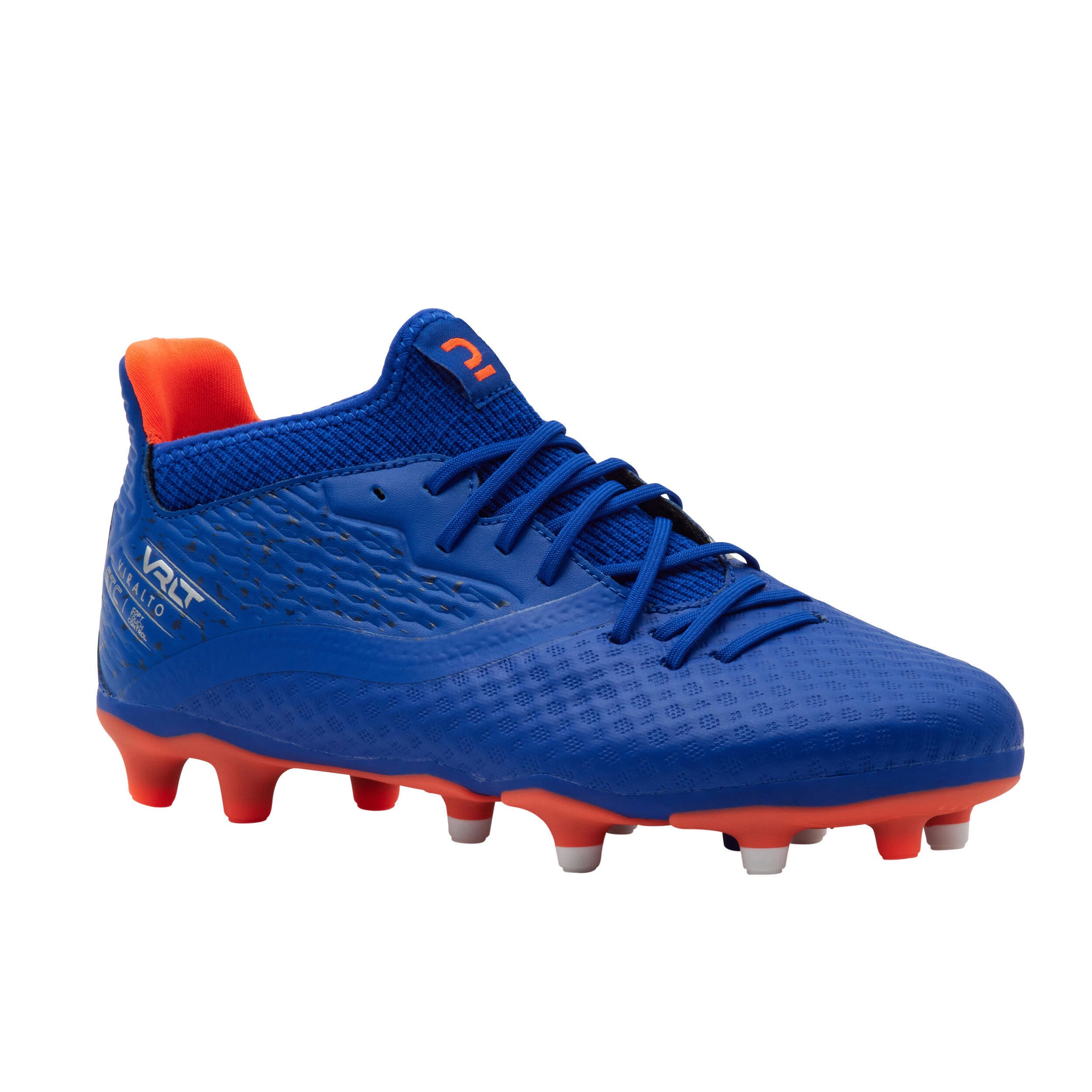 KIPSTA BOTAS DE FÚTBOL NIÑO CON CORDONES VIRALTO III FG AZUL Y NARANJA