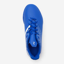 CHAUSSURES DE FOOTBALL ENFANT A LACETS VIRALTO I TURF TF BLEU ET BLANC