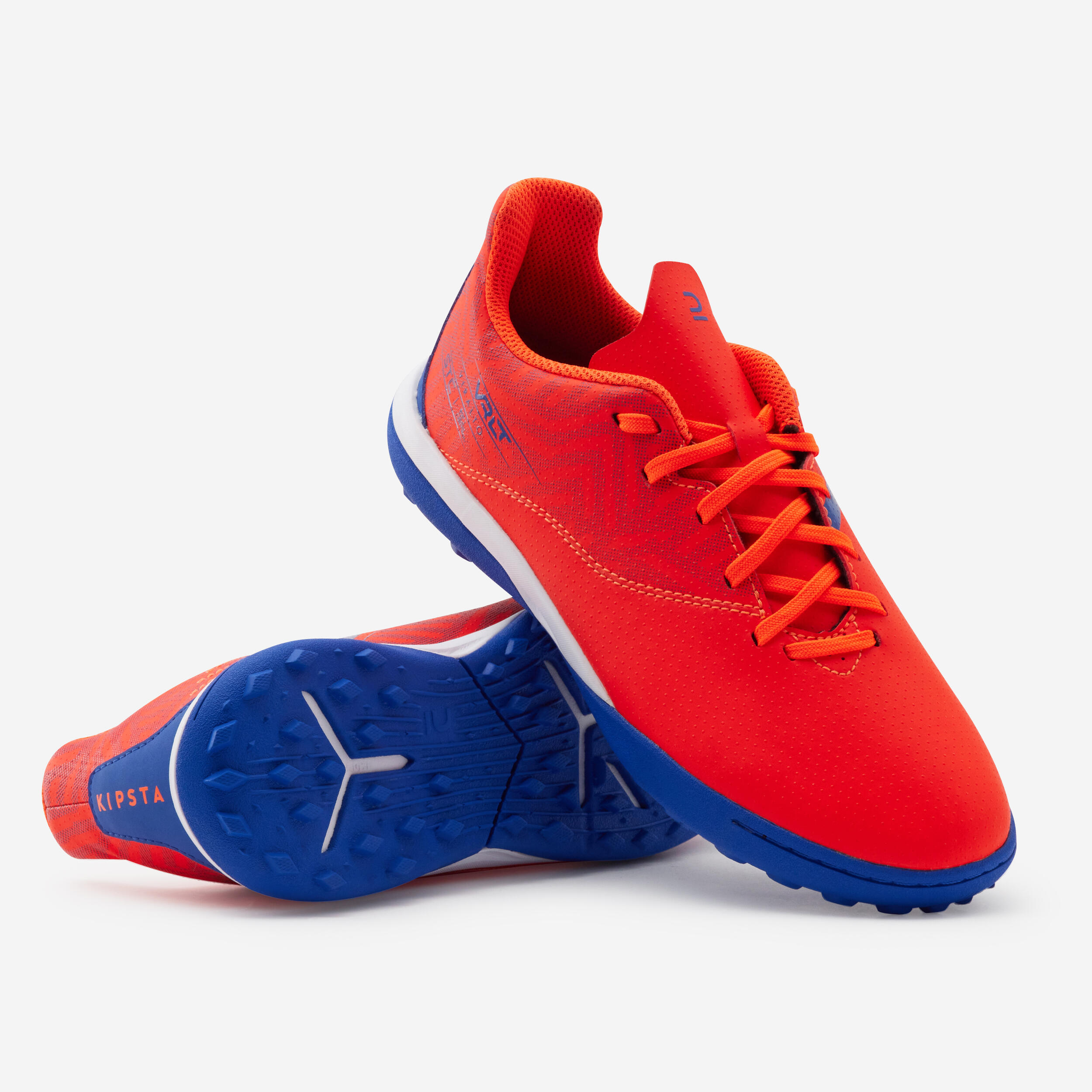 CHAUSSURES DE FOOTBALL ENFANT A LACETS VIRALTO I TURF TF ORANGE ET