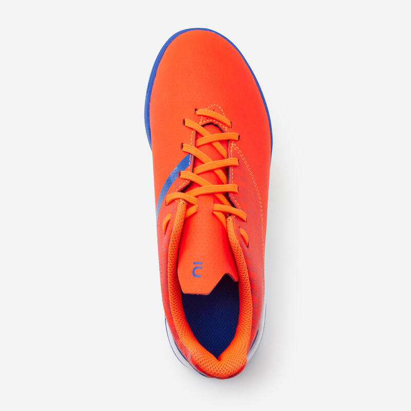 Kids' Lace-Up Football Boots Viralto I Turf TF - Orange/Blue