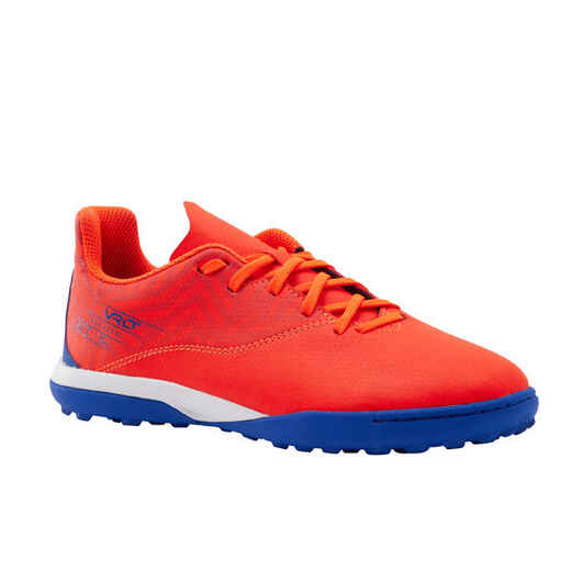 
      CHAUSSURES DE FOOTBALL ENFANT A LACETS VIRALTO I TURF TF ORANGE ET BLEU
  