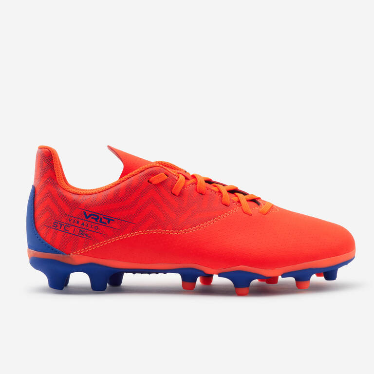 Kids' Lace-Up Football Boots Viralto I FG - Orange/Blue