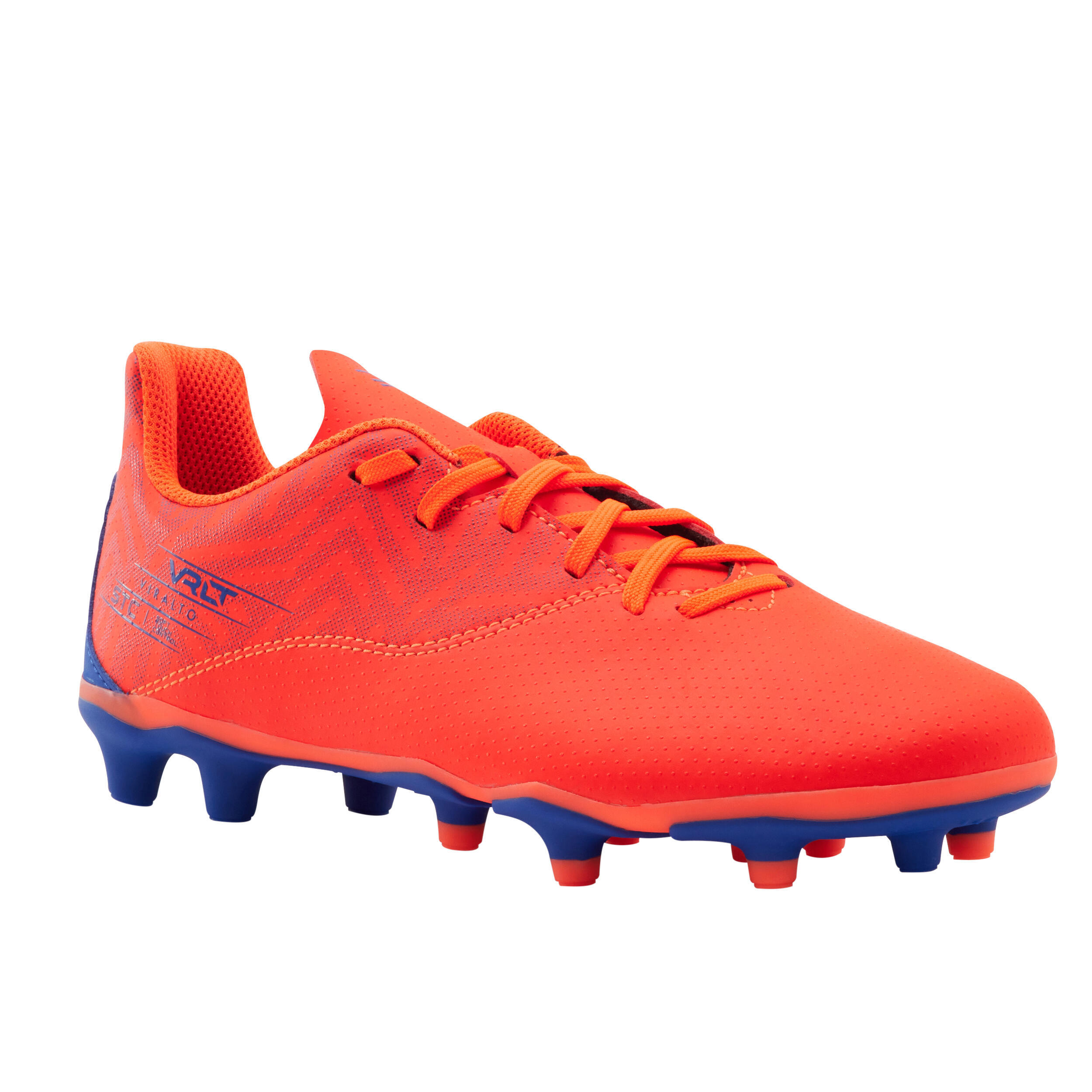 KIPSTA Kids' Lace-Up Football Boots Viralto I FG - Orange/Blue
