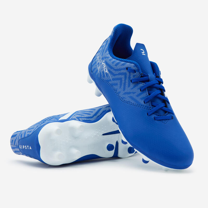 BOTAS DE FÚTBOL NIÑO CON CORDONES VIRALTO I FG AZUL Y BLANCO