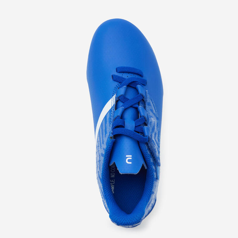 BOTAS DE FÚTBOL NIÑO CON TIRA AUTOADHERENTE VIRALTO I EASY FG AZUL Y BLANCO