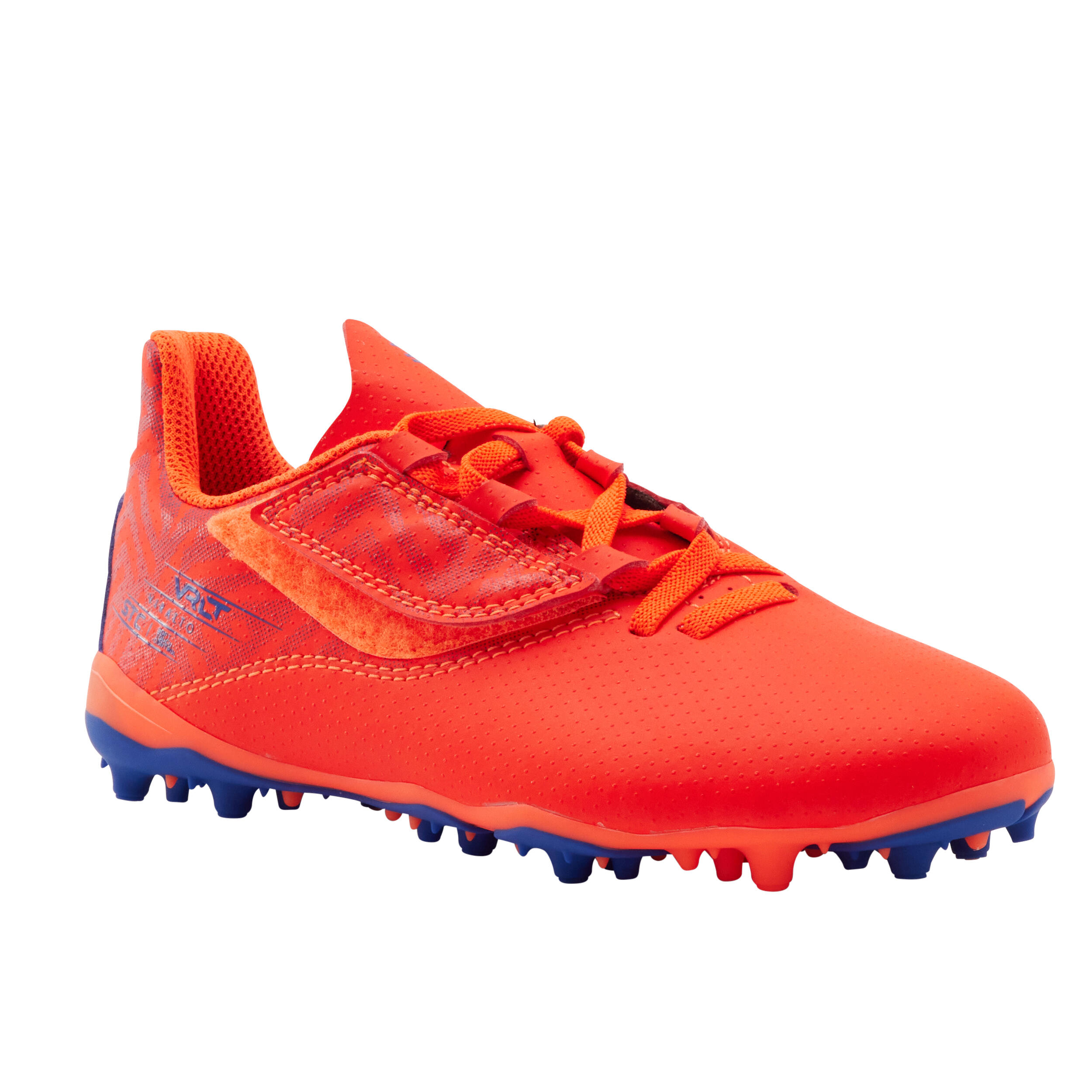 CHAUSSURES DE FOOTBALL ENFANT A SCRATCH VIRALTO I EASY MG AG ORANGE ET BLEU