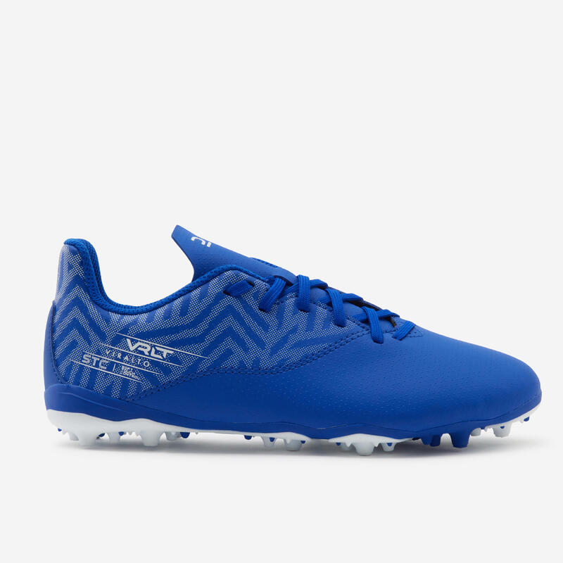 CHAUSSURES DE FOOTBALL ENFANT A LACETS VIRALTO I MG/AG BLEU ET BLANC