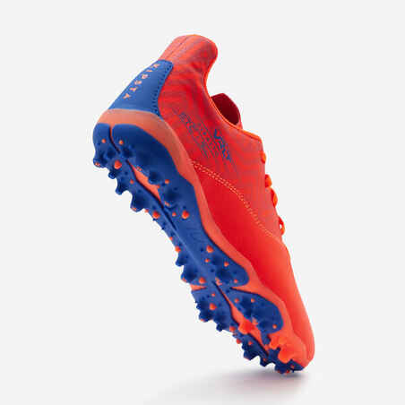 Kids' Lace-Up Football Boots Viralto I MG/AG - Orange/Blue