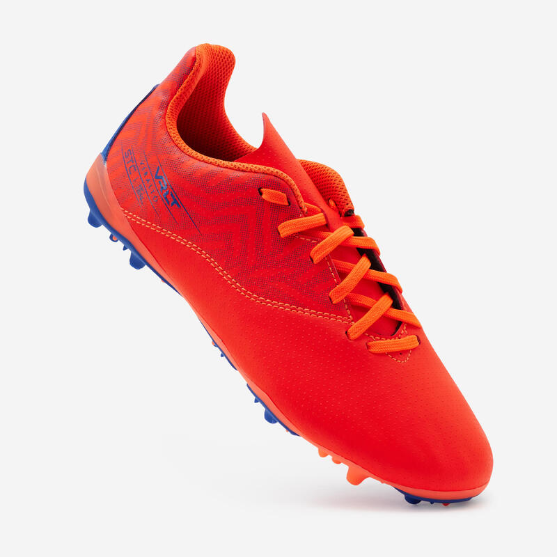 Kids' Lace-Up Football Boots Viralto I MG/AG - Orange/Blue