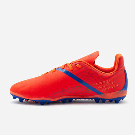 Kids' Lace-Up Football Boots Viralto I MG/AG - Orange/Blue