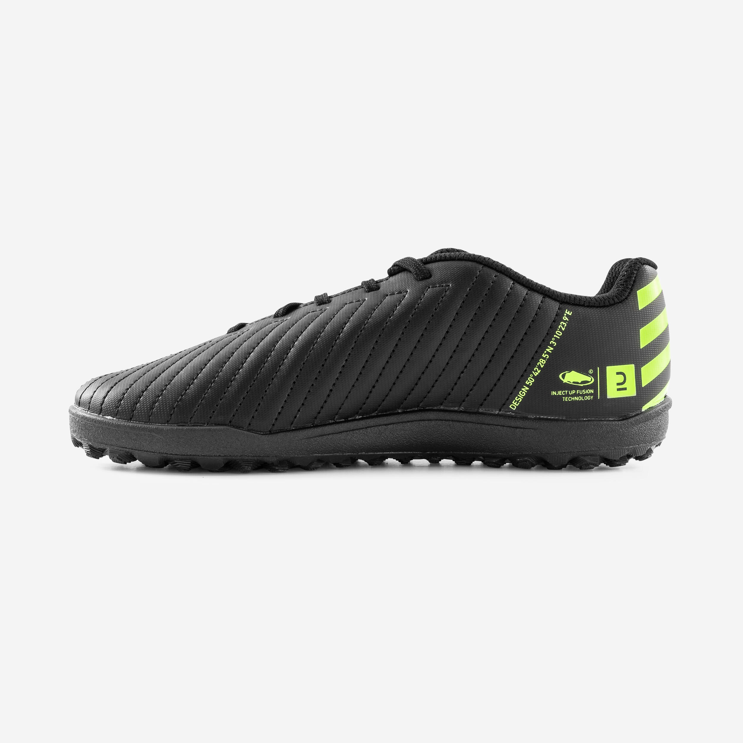 SCARPE DA CALCIO STRINGATE PER BAMBINI 100 TURF TF NERO E GIALLO