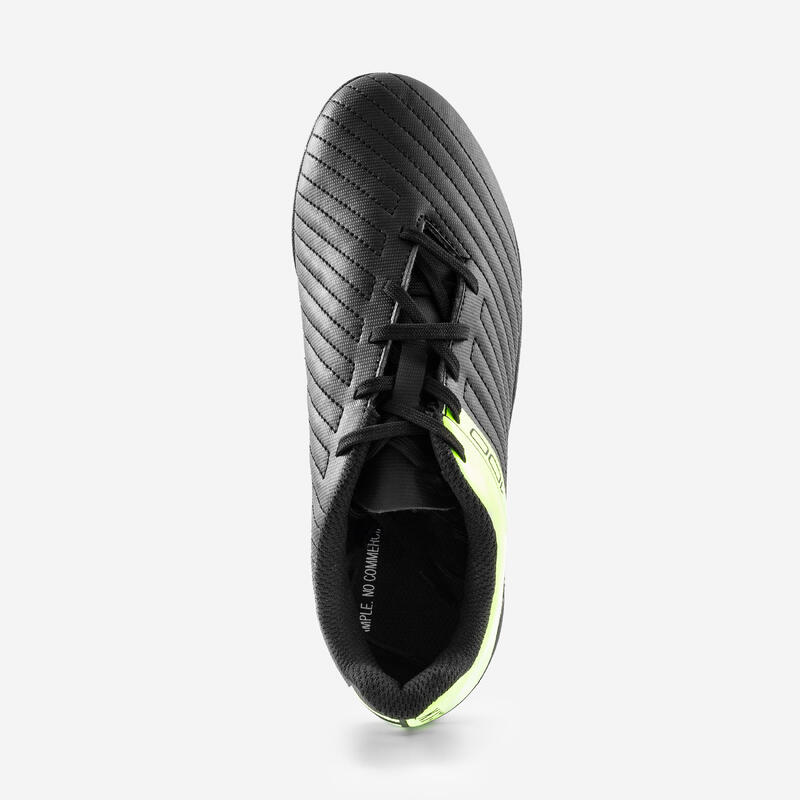 Scarpe calcio bambino 100 FG con lacci nero-giallo