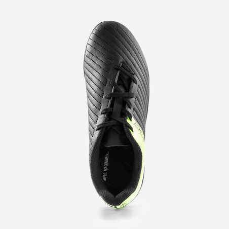 حذاء كرة قدم برباط للأطفال - 100 FG أسود\أصفر