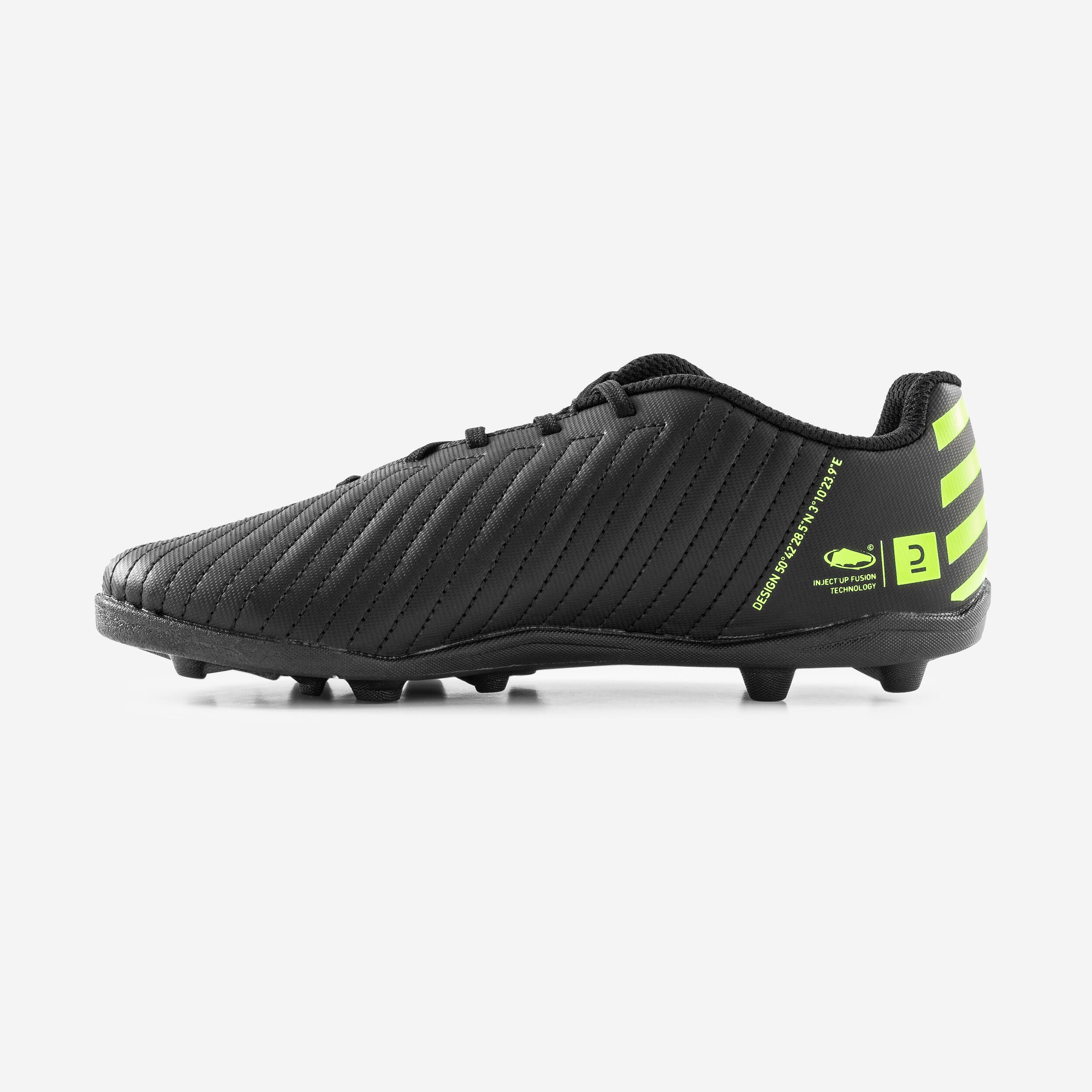 Kids' Lace-Up Football Boots 100 FG - Black/Yellow 2/7