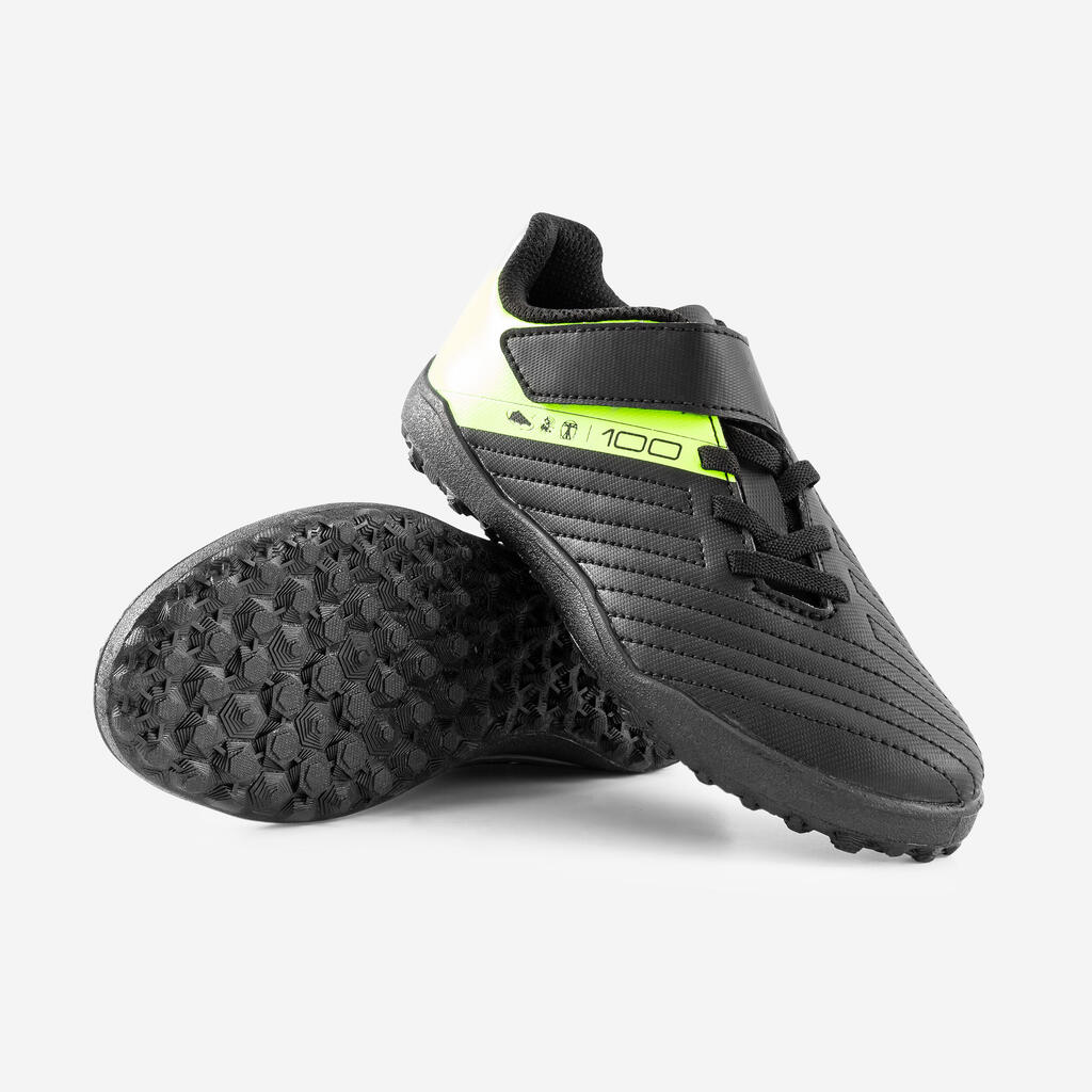 Παιδικά ποδοσφαιρικά παπούτσια με σκρατς για γρασίδι 100 Easy TF - Μαύρο/Κίτρινο